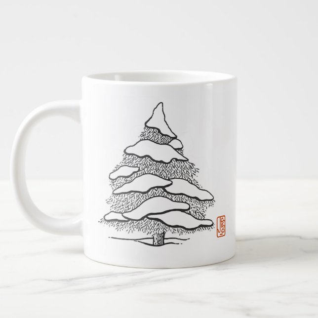 Snowy Evergreen Hot Cocoa Jumbo Mug (Left)