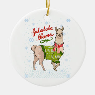 Snowy Falalala Llama Ceramic Ornament