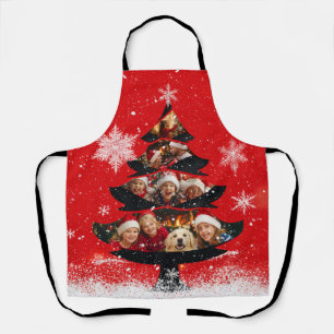 Snowy Family Photo Christmas Tree Apron