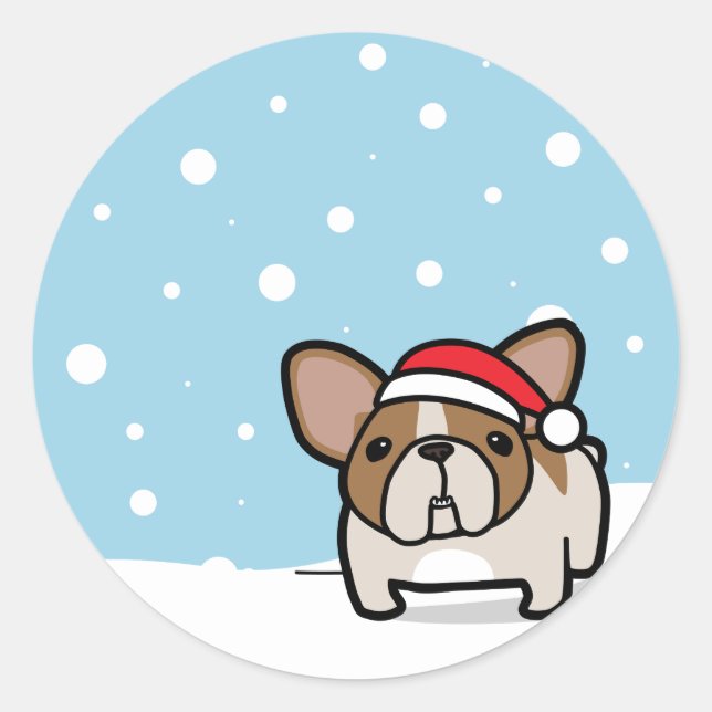 Snowy Fawn Pied Frenchie Classic Round Sticker (Front)