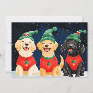 Snowy Festive Santa Paws Watercolor Announcement