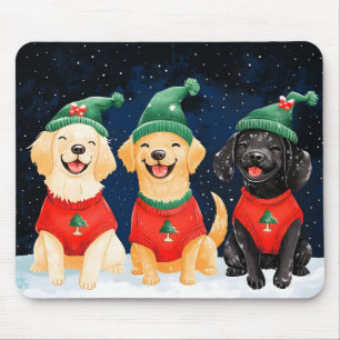 Snowy Festive Santa Paws Watercolor Mouse Pad