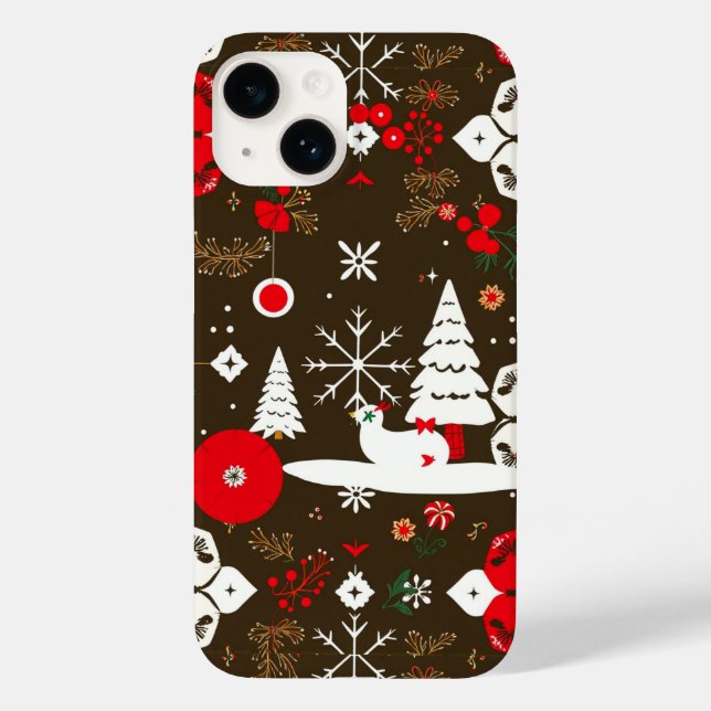 Snowy Festivities Pattern Case-Mate iPhone Case (Back)