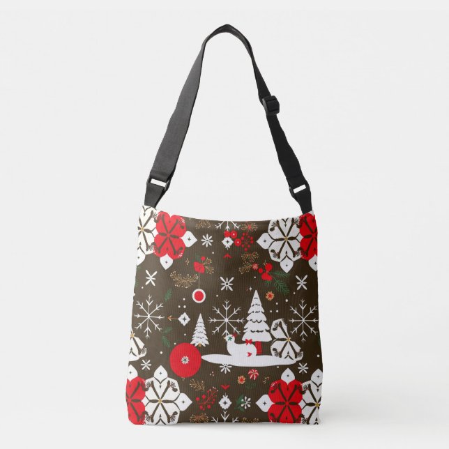 Snowy Festivities Pattern Crossbody Bag (Front)