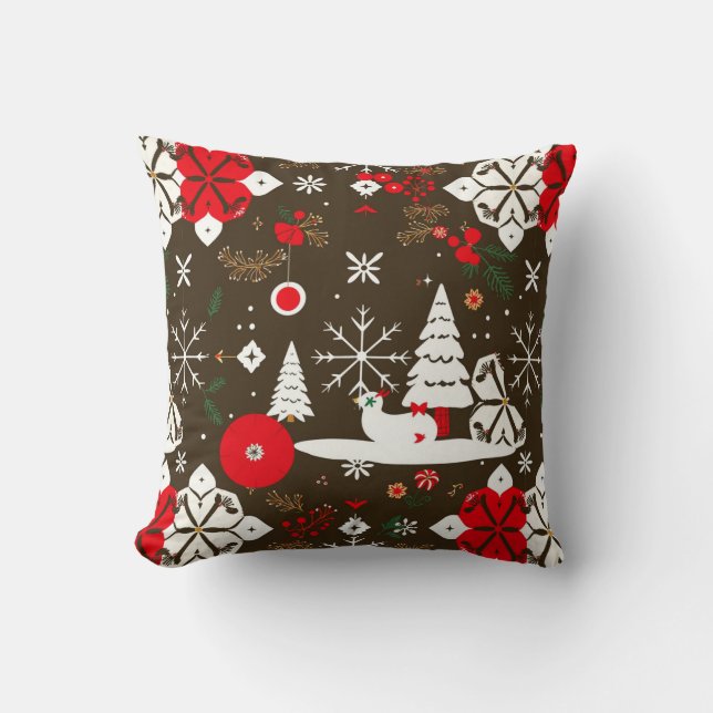 Snowy Festivities Pattern Cushion (Front)