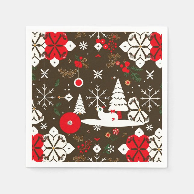 Snowy Festivities Pattern Napkin (Front)