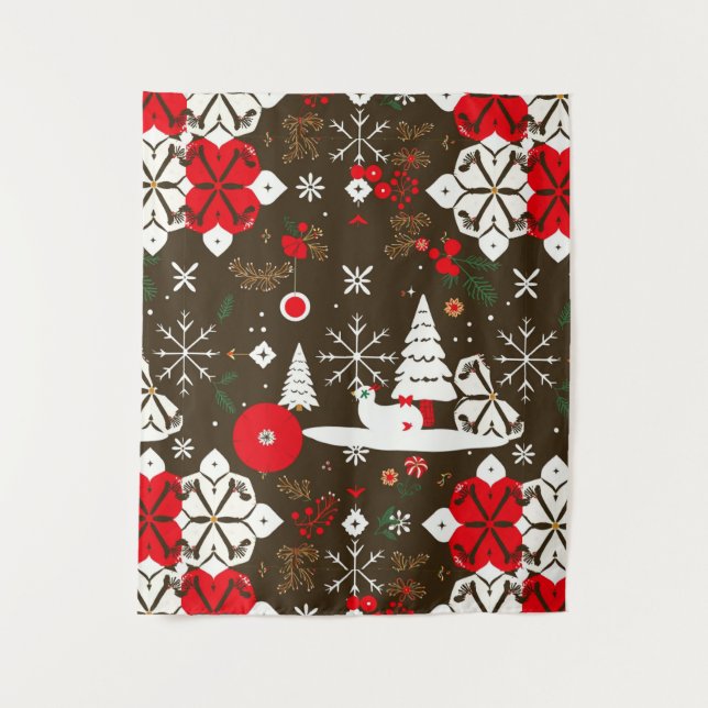 Snowy Festivities Pattern Tapestry (Front)