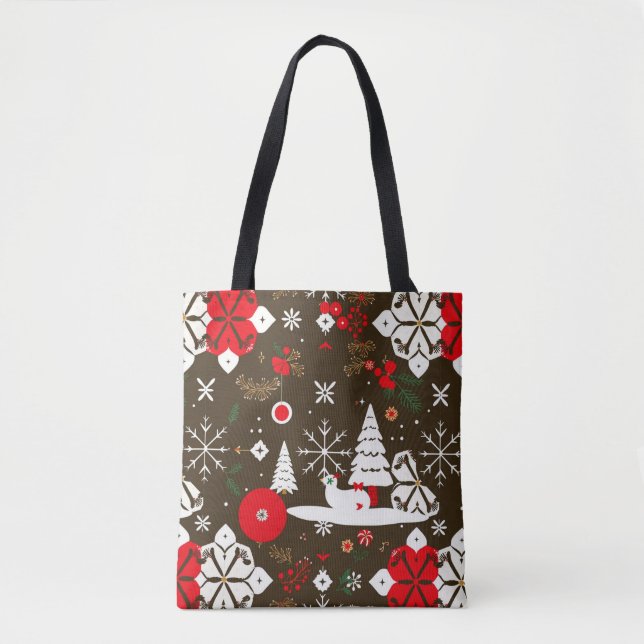Snowy Festivities Pattern Tote Bag (Front)