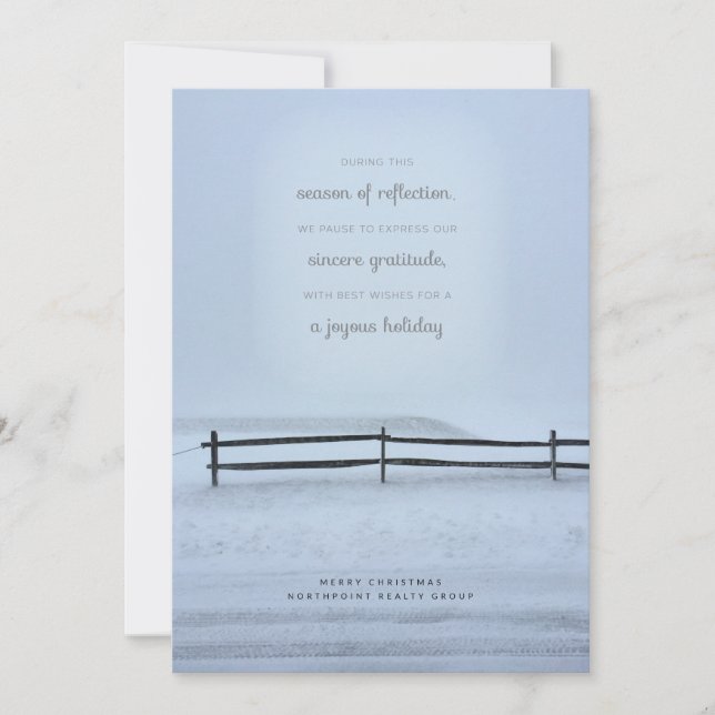 Snowy Field Business Holiday Card (Front)