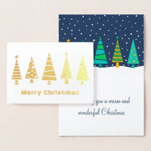 Snowy Fir Trees Foil Christmas Card