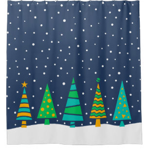 Snowy Fir Trees Shower Curtain