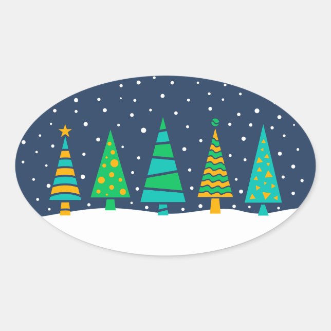 Snowy Fir Trees Stickers (Front)