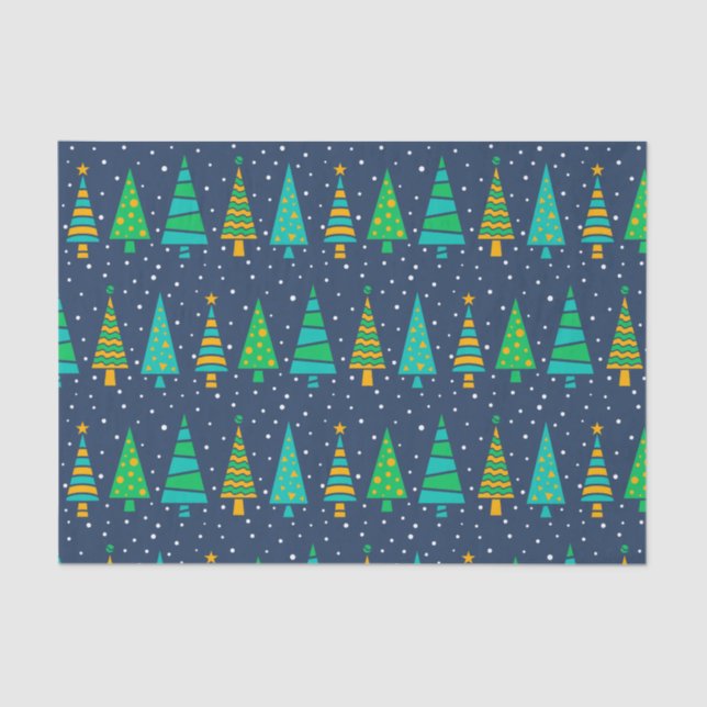 Snowy Fir Trees Tissue Paper (Front)