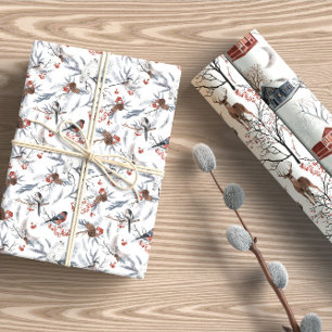Snowy Forest Animals Holiday Wrapping Paper Sheet