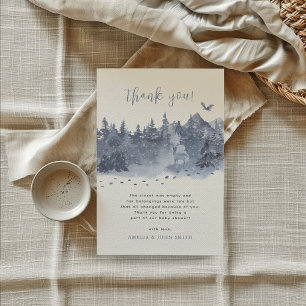 Snowy Forest Blue Grey Baby It's Cold Outside Thank You Card