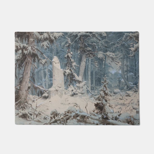 Snowy Forest (by Andreas Achenbach) Doormat (Front)