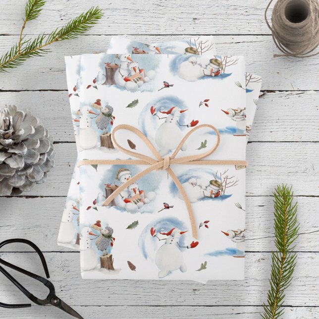 Snowy Forest Christmas Gnomes Pattern Wrapping Paper Sheet (Creator Uploaded)