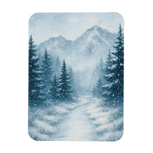 Snowy Forest Christmas Magnetic Magnet