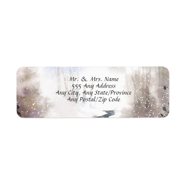 Snowy Forest - Fall-Winter Wedding Return Address Label (Front)