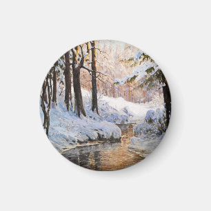 Snowy Forest Landscape, Walter Moras Magnet