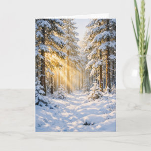 Snowy Forest Morning Light – Winter Greeting Card