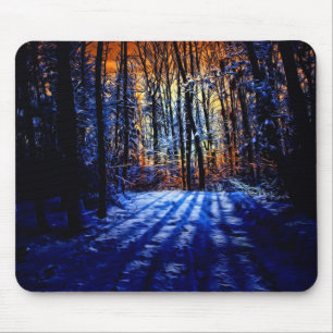 Snowy forest mouse pad
