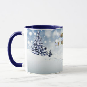 Snowy Forest Red Fox Contemporary Merry Christmas Mug