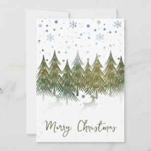 Snowy Forest Reindeer Unique Christmas Card