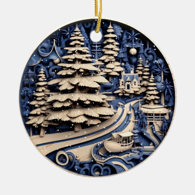 Snowy Forest Retreat Ornament (Front)