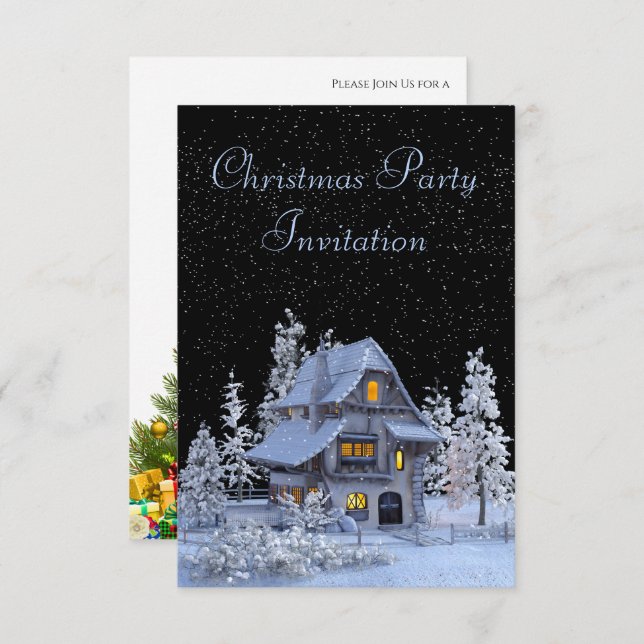Snowy Forest Scenery Christmas Party Invitation (Front/Back)