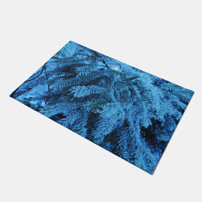 Snowy Forest Spruce Branches   Doormat (Angled)