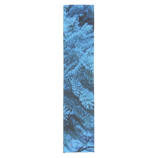Snowy Forest Spruce Branches    Short Table Runner (Front)