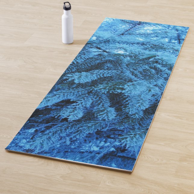 Snowy Forest Spruce Branches   Yoga Mat (In Situ)