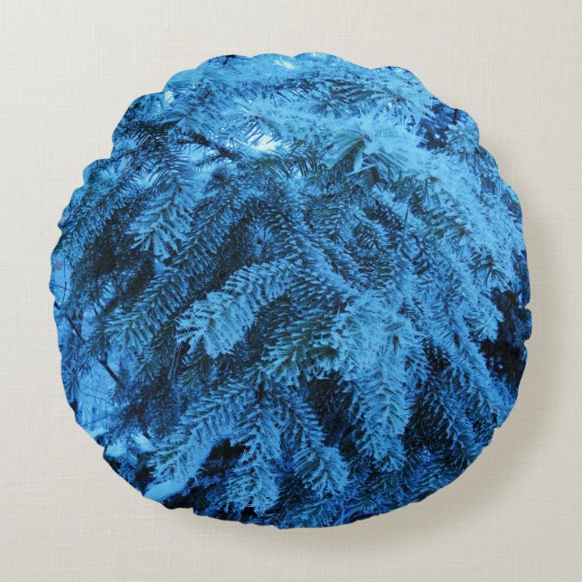 Snowy Forest Spruce  Round Cushion (Front)