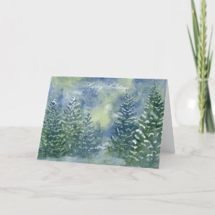 Snowy Forest Watercolor Christmas Card