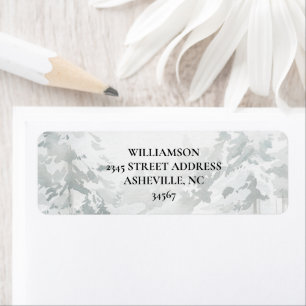 Snowy forest Watercolor winter landscape Wedding Return Address Label