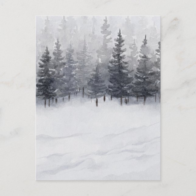 Snowy Forest Watercolour Postcard (Front)