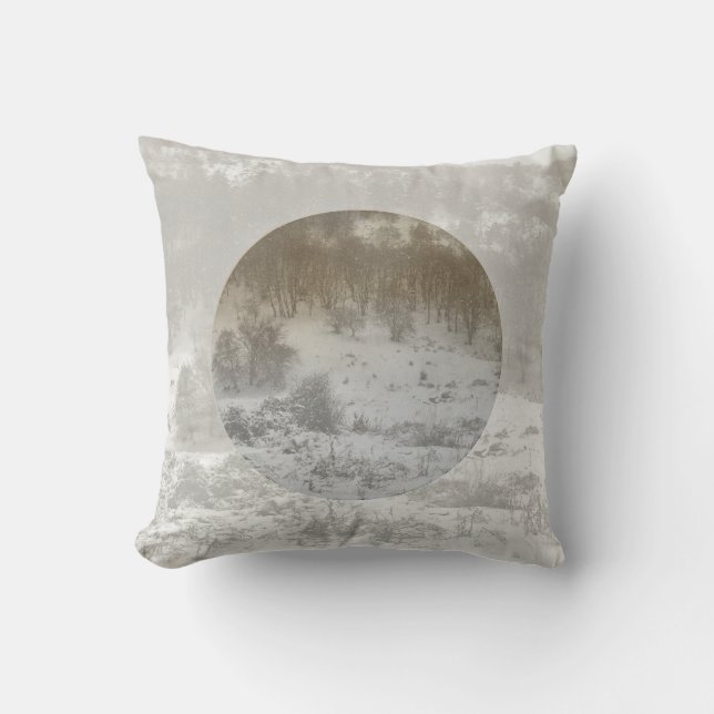 Snowy forest winter background geometric  cushion (Front)