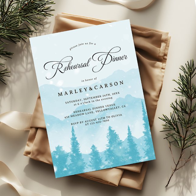 Snowy Forest Winter Wedding Rehearsal Dinner Invitation (Creator Uploaded)