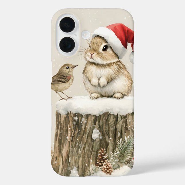 Snowy Forest Winter Woodland Christmas Bunny Bird  Case-Mate iPhone Case (Back)