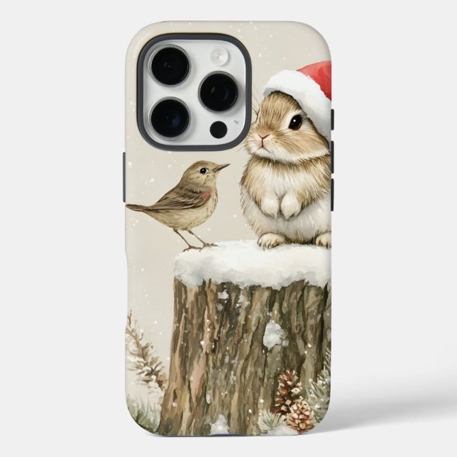Snowy Forest Winter Woodland Christmas Bunny Bird  Case-Mate iPhone Case (Back)
