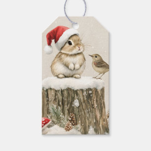 Snowy Forest Winter Woodland Christmas Bunny Bird Gift Tags