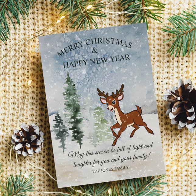 Snowy forest with a baby deer Christmas Card (Creator Uploaded)
