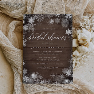 Snowy Frame   Rustic Winter Bridal Shower Invitation