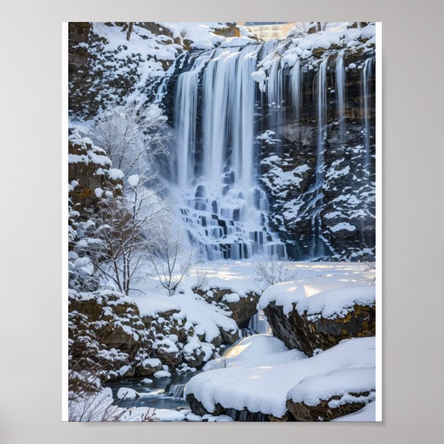 Snowy frozen waterfall poster (Front)