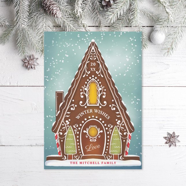 Snowy Gingerbread House Illustration Holiday Photo (Creator Uploaded)