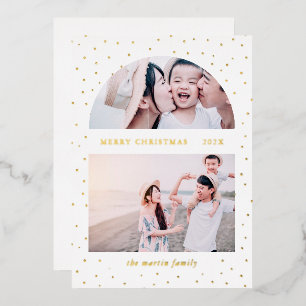 Snowy Globe Christmas Two Photo Foil Holiday Card