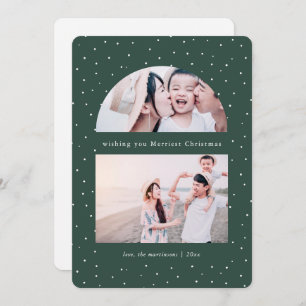 Snowy Globe Green Christmas Holiday Photo Card