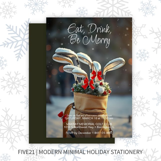 Snowy Golf Winter Season Wishes Holiday Party Invitation (Creator Uploaded)