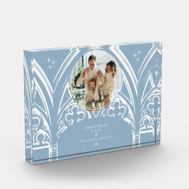 Snowy Gothic Winter Fairytale Christmas Photo Blue (Left)